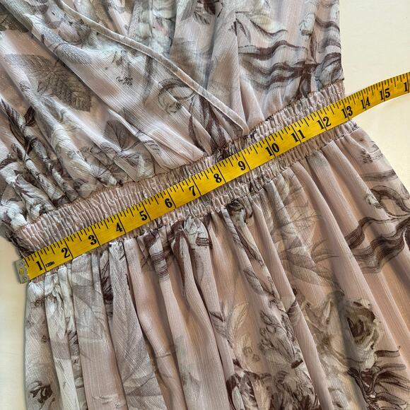 Alexa B Nites NEW Floral Shimmery Maxi Dress Womens Sz 14 Lavender Smocked Long - Picture 8 of 8